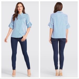 Draper James Stripe Bell-Sleeve Button Down Sz XS